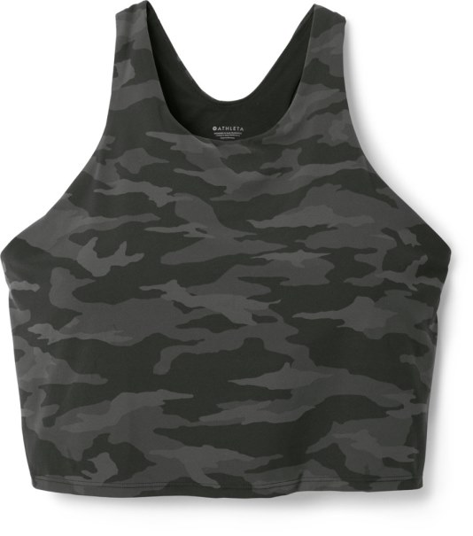 Rei Co-op Svart Camo Atleta Medveten Tryckt Crop Top D-dd Kopp Plus Storlekar
